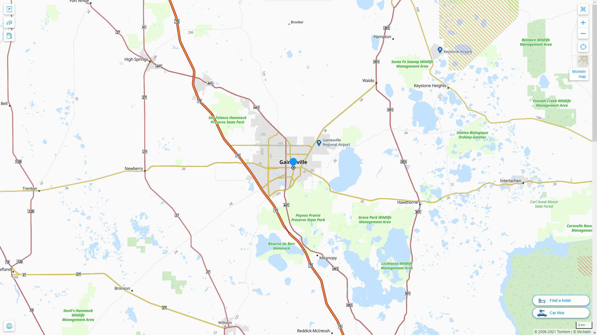 Gainesville Florida Highway and Road Map